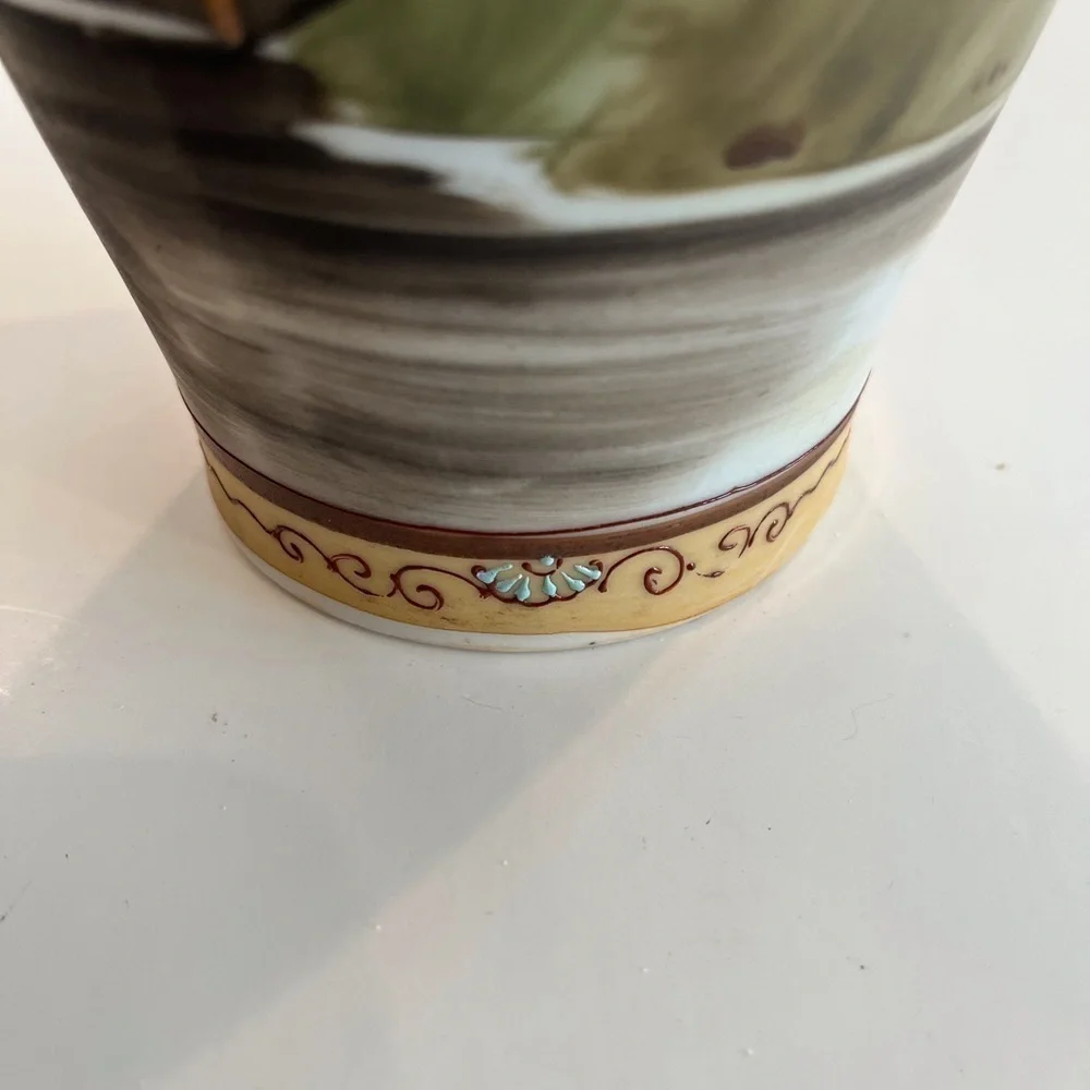 Hand Painted Vase with Windmill